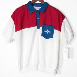 Graff Californiawear Colorblock Polo Red White Blue XL Nautical Preppy